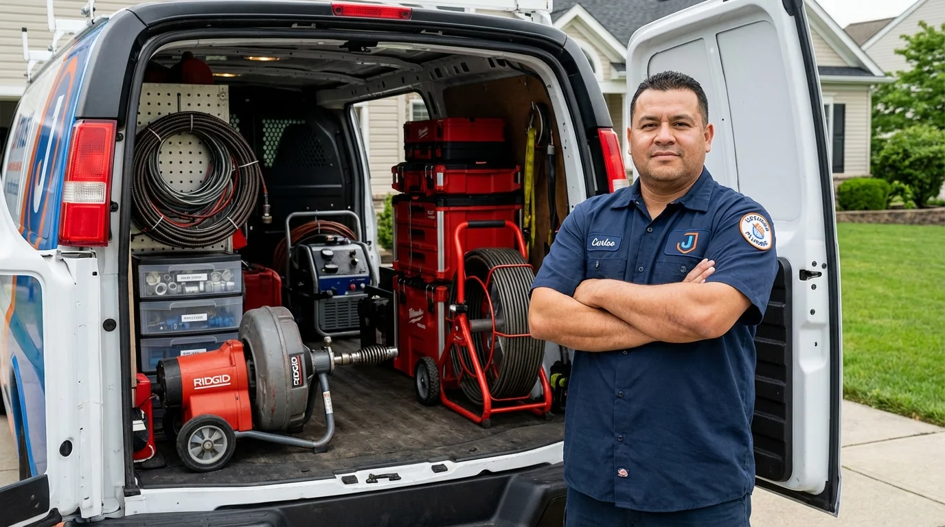 Professional drain cleaning equipment and Johns Plumbing LLC plumber in Fajardo